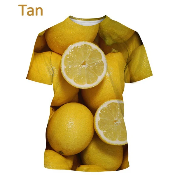 Новая горячая мужская футболка с лимонной 3D росписью, модная повседневная футболка с желтыми фруктами2