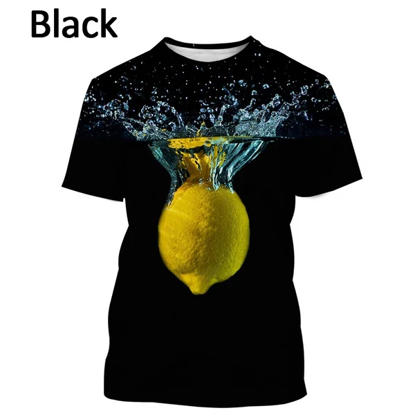 Новая горячая мужская футболка с лимонной 3D росписью, модная повседневная футболка с желтыми фруктами3