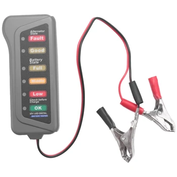 Тестер автомобильного аккумулятора и генератора переменного тока 5X 12V - проверьте состояние аккумулятора и зарядку генератора переменного тока (светодиодная индикация)