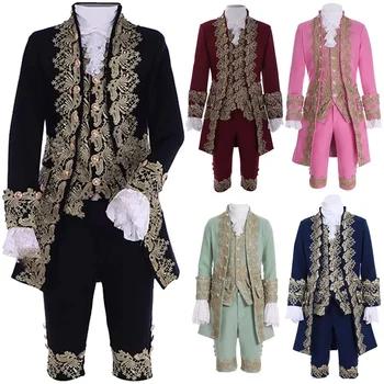 Роскошный Викторианский костюм Короля и принца для взрослых мужчин, топ, жилет, куртка, пальто, блейзер, костюм для театральной сцены, костюм для косплея, Брюки, галстук-жабо