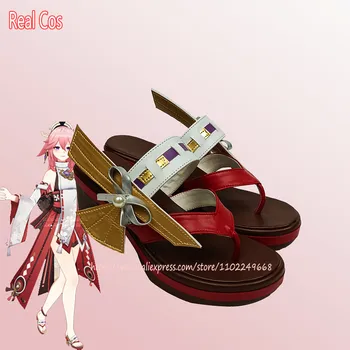 RealCos Game Genshin Impact Miko Yae Guuji Yae/ Босоножки Для Косплея в стиле Аниме На Высоком Каблуке И Платформе, Модная Повседневная Милая Обувь Cos